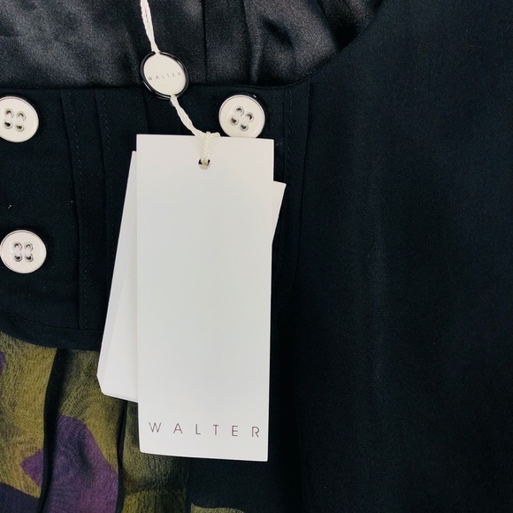 NWT WALTER BAKER BLACK FLORAL SILK DRESS 2 - Picture 4 of 11